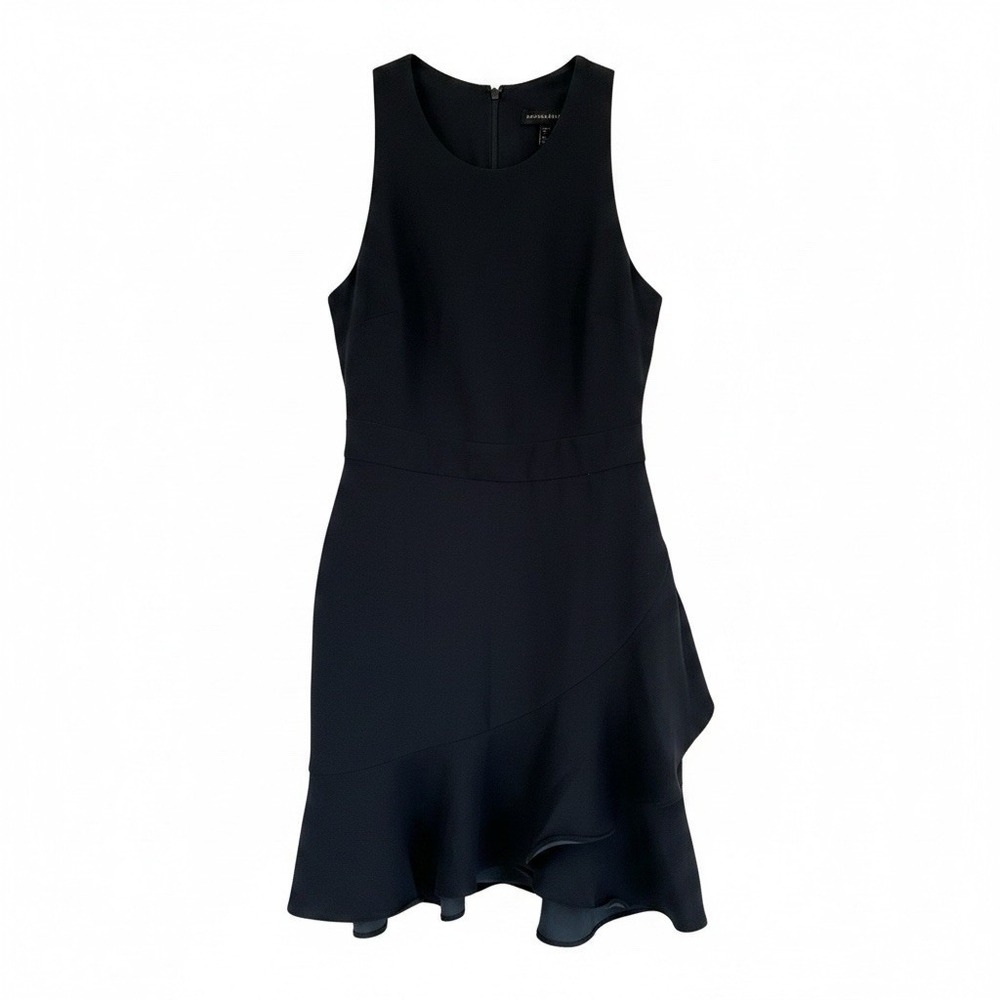 Banana Republic Navy Blue Sleeveless Fit & Flare Ruffle Dress 00 Petite